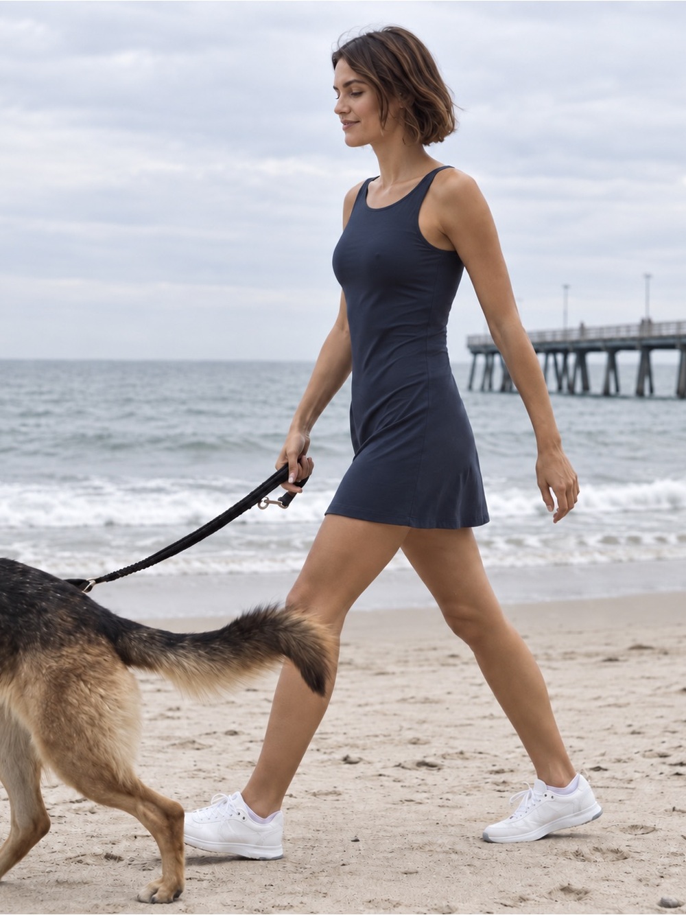 Oysho Black Athletic Mini Dress with Built-In Shorts – Size S